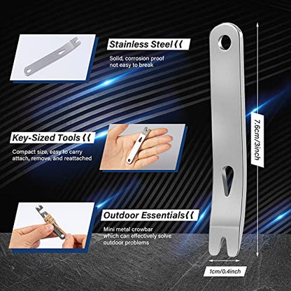 5 Pack Mini Stainless Steel Pocket Pry Bar Crowbar Multifunction EDC Tool Survival Opener