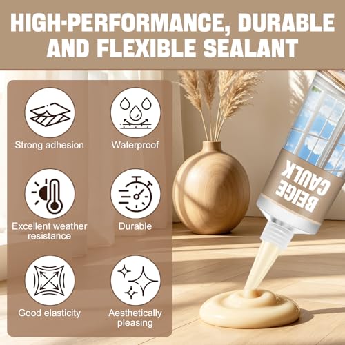 Beige Silicone Caulk, Waterproof Durable 100ml
