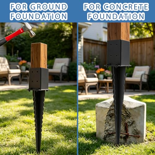 4 Pcs 4"x 4"Fence Post Anchor Ground Spike 22”(Fit 3.6"x 3.6") Post - size: 22 Inch