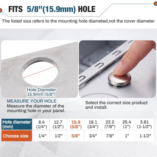 Hicarer 15 Pack Fit 5/8"(15.9mm) Hole Metal Hole Plugs - color: Silver, size: 5/8 Inch (15.9 Mm)