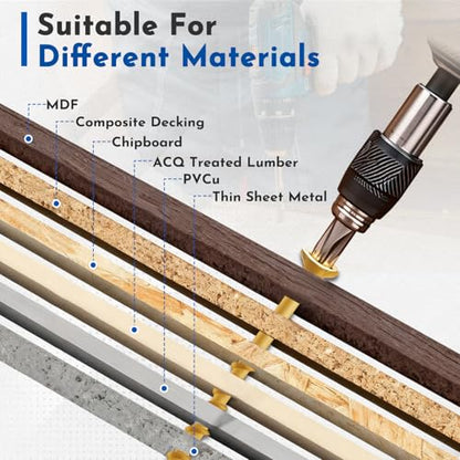 #8 x 1-1/4" Deck Screws Wood Screws, Torx Flat-Head Exterior Screws, T25 Star Bit Included(880PCS 5LB Box) - size: #8x1-1/4"