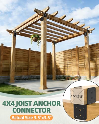 Heavy Duty Angle Brackets for 4x4, 4x6 Post, Black 4-Pack - color: Black-4PCS
