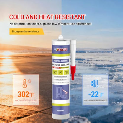 VGS606 Silicone Sealant, Clear 300ml, Weatherproof Caulk - style: 1 Pack