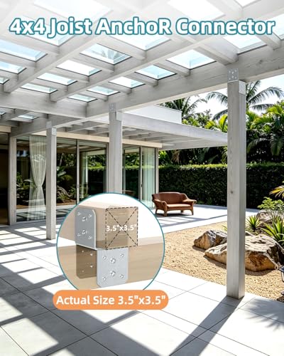 4x4 Post Bracket Kit for Wood Posts, Pergola, Decks, Porches, Beams - color: Hot-Dip Galvanized