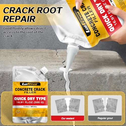 Concrete Crack Filler, Cement Crack Filler, Fast-Drying Crack Filler, Self-Leveling Caulking Sealan Effectively Repairs Cracks in Driveways, Sidewalks, Patios, and Window Sills (1 Pack - 1.1LB) - style: 1 Pack - 1.1LB