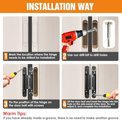 9.7" Hidden Door Hinge/Concealed Hinges,Invisible Hinges - color: Black, size: 9.7 inches