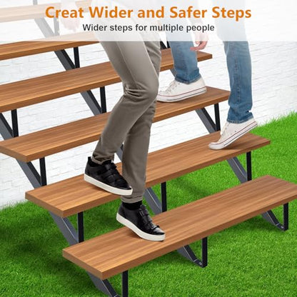 Steel Stair Riser 7 Step 3 Pack, 57" H Metal Stair Stringers for Deck - size: 7 Step