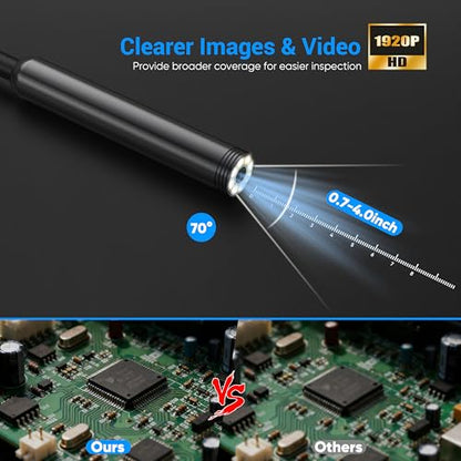 Endoscope Camera with Light,1920P HD Borescope with 8 Adjustable LED Lights