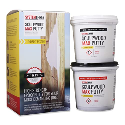 System Three SculpWood Max Putty Epoxy Wood Filler, 1/2 Gallon Kit - size: 1/2 Gallon