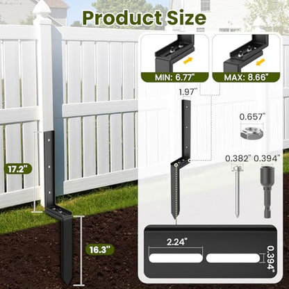 Housolution Fence Post Repair Kit,Separated Fence Post Anchor,2 Pack - size: 2 Pack
