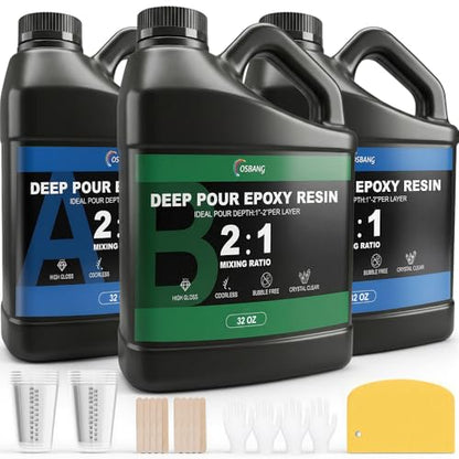 Deep Pour Epoxy Resin, 96 Gallon 2:1 Casting Kit, 2-4 Inch Pour - size: 96OZ