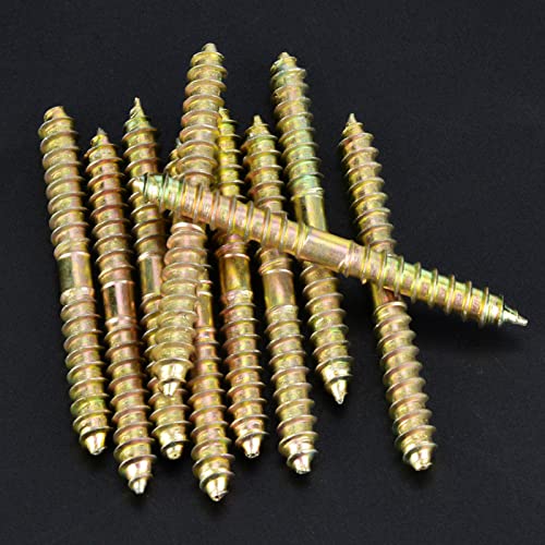Double Ended Self-Tapping Dowel Screws, 10 Pack 60mm Zinc Plated Wood Screws for Furniture, Woodworking Joint Connector Bolts