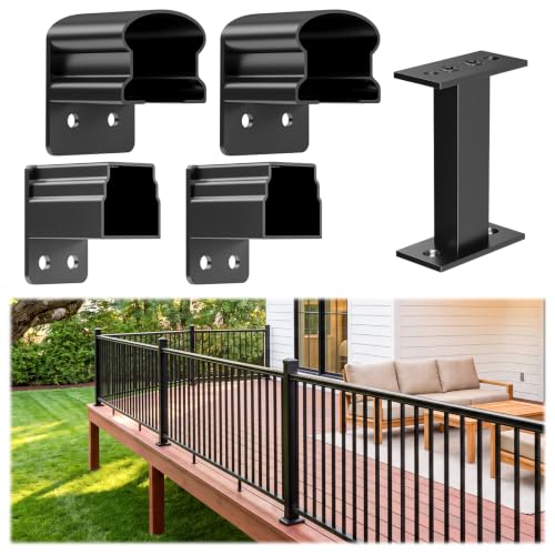 Egadis 4 Pack Aluminum Fixed Railing Bracket with Level Foot - color: The Brackets with Support Rod- Fixed