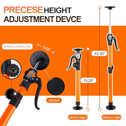 Cabinet Jack for Installing Cabinet Support Rod 3rd Hand Support System Adjustable Support Pole,Extend from 19.29 inch to 43.30 inch,Orange 2 Pack - size: 19.3"-43.3" | 2Pcs