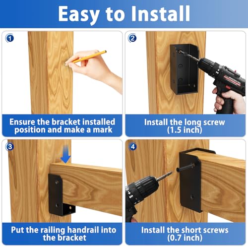 ForoGore 2”x 4” Stainless Steel Deck Railing Brackets Connectors 2x4 Brackets 2x4 Fence Bracket for Stair Fence Railings Decking Wood Post (4, Horizontal) - size: Horizontal