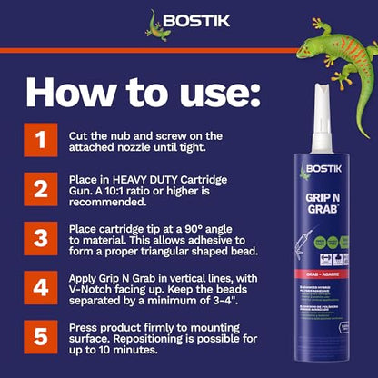 BOSTIK Grip n Grab 9.5oz Instant Grab Premium Heavy Duty Adhesive Glue