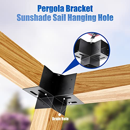 4 Pcs 4"x 4" Pergola Brackets(Actual Fit :3.6"x3.6") Post - size: 3-Way 4x4 Inch