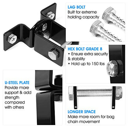 Yes4All Punching Bag Hanger, Stainless Steel Swivel Chain with 4 Snap Hooks for Heavy Bag, Gym Swing, Trapeze, and Hammock - color: Wood Beam Hanger with chain