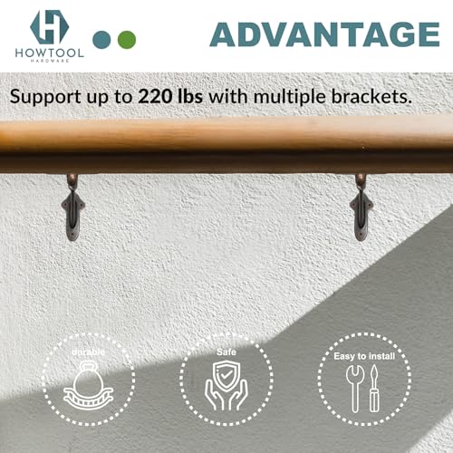 Stair Handrail Brackets Wooden Railing Support Antique Bronze, 3 Pack | HOWTOOL - color: Antique Bronze