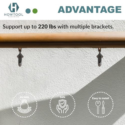 Stair Handrail Brackets Wooden Railing Support Antique Bronze, 3 Pack | HOWTOOL - color: Antique Bronze