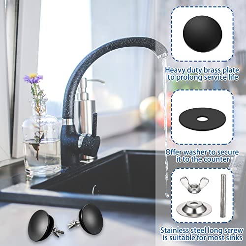 LEIFIDE 2 Pcs Kitchen Sink Faucet Hole Cover, Black - color: Black