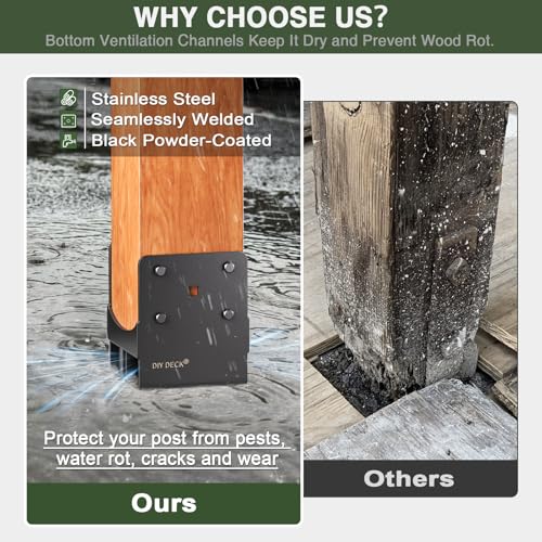 Concrete Post Base Heavy Duty Stainless Steel with Air Flow Channel 4"x4", 2Pack - size: 4x4, style: 2Pack