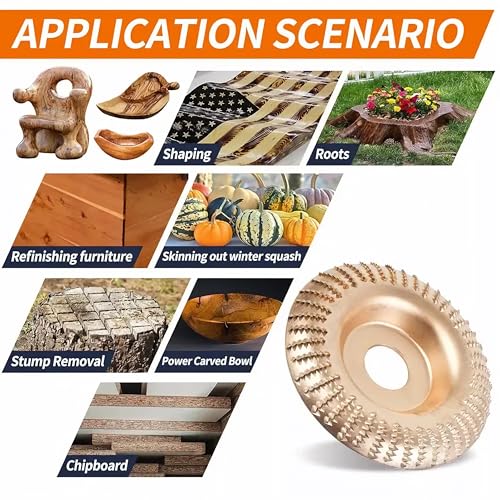 Upgraded 3PCS Angle Grinder Wood Carving Disc Set Heavy-Duty Tungsten Carbide Grinding Wheel & Shaping Disc Flat Curve Inclined Woodworking Tool for Wood Cutting Sanding Polishing Attachment (1 Set)