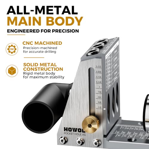 Pocket Hole Jig Kit, Professional Metal Pocket Screw Jig System