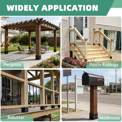 6x6 Post Base, Concealed Fastener Concrete Post Anchor,Elevated Post Base - size: 5.5inch2PCS