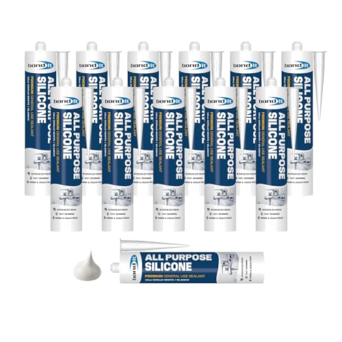 Bond It All Purpose Silicone, Sealant, 10 oz, Pack of 12, White - color: White