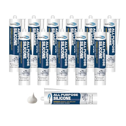 Bond It All Purpose Silicone, Sealant, 10 oz, Pack of 12, White - color: White