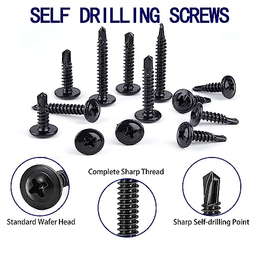 Black #10x5/8 Phillips Head 410 Stainless Self-Drilling Screws 100 pcs. - color: BLACK, size: #10x5/8"