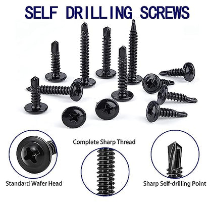 Black #10x5/8 Phillips Head 410 Stainless Self-Drilling Screws 100 pcs. - color: BLACK, size: #10x5/8"