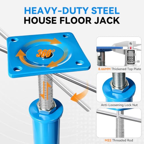 7" - 11" House Jacks for Leveling, 4 Pack Screw Jacks Post - color: Blue, size: 7"-11"