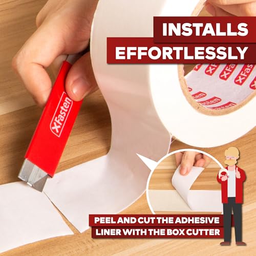 XFasten Double-Sided Carpet Tape for Area Rugs, 2 Inch x 30 Yards (90 Ft) w/Mini Cutter, Heavy Duty Grippy Residue-Free Silicone Adhesive Keeps Rugs in Place on Hardwood, Laminate and Tile Floors - size: 2-inch x 30 yards- w/Mini Cutter (90ft )
