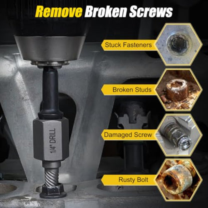 Topec Easy Out Screw Extractor Set 15PCS, 3/8'' Drive Bolt Extractor Kit - size: 15-Piece 3/8'' Dr.