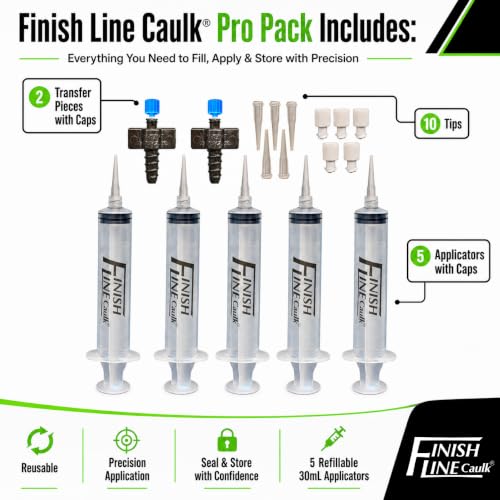 Syringe Style Precision Caulking Tool in Carrying Case - style: Finish Line Caulk Pro Syringe Applicator with Carrying Case
