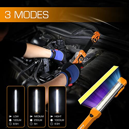 EverBrite 1000LM Work Light, Rechargeable Magnetic Flashlight, Orange - color: Orange