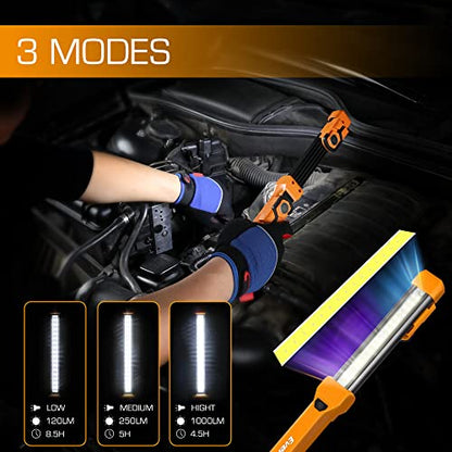 EverBrite 1000LM Work Light, Rechargeable Magnetic Flashlight, Orange - color: Orange