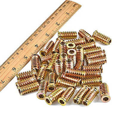 80Pcs 1/4"-20x25mm Hex Nut Inserts Wood Threaded Fastener for Furniture - color: 80 Pcs 1/4"-20 x 25mm