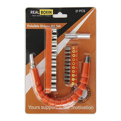 Flexible Drill Bit Extension, 1/4 Hex Shank Drill Extension 21 PCS - color: Orange