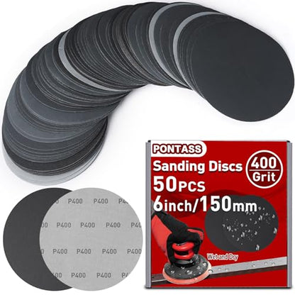 Sanding Discs,50Pcs 6 Inch 400 Grit Hook and Loop Sandpaper - style: 400 Grit