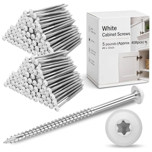 Tudomro 5 Pound White Cabinet Screws Bulk #9 X3'' Approx. 408 Pcs - size: #9 x3 Inch