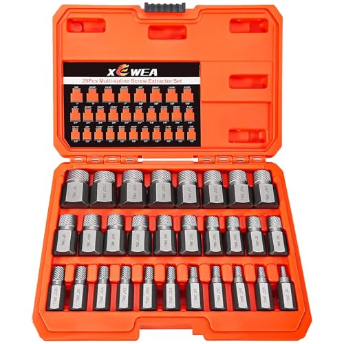 XEWEA 29PCS Screw Extractor Set Hex Head Multi-Spline, Bolt Extractor Kit - color: 29pcs