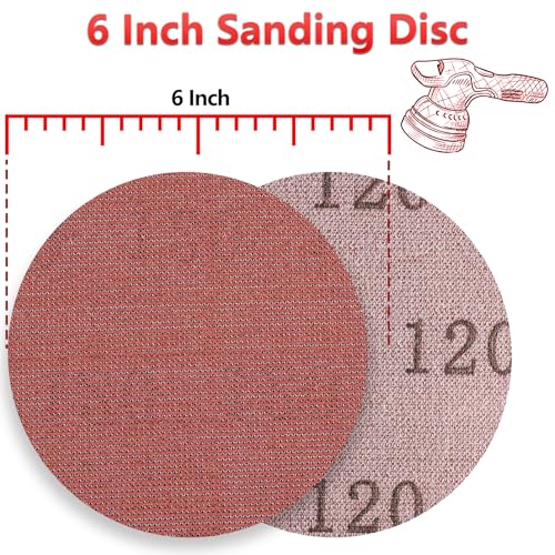 50 Pcs 6 Inch Mesh Sanding Disc for Random Orbital Sander 120 Grit - style: 6 Inch