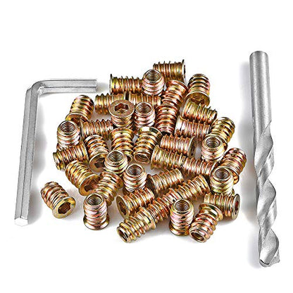 200Pcs 1/4"-20x15mm Hex Nut Inserts Wood Threaded Fastener for Furniture - color: 200 Pcs 1/4"-20 x 15mm
