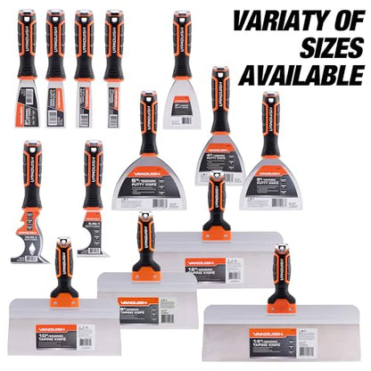 Vanquish 10 Inch Stainless Steel Drywall Taping Knife Scraper with Flexible Blade and Soft Grip Handle (3521) - size: 10 Inch