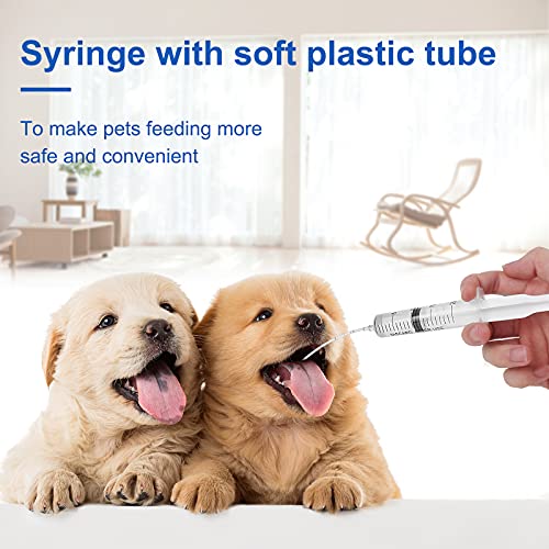 5 Pack-20ml Ink Syringe with 16Ga Metal Distribution Tubes and Soft Plastic Tube Suitable for Glue Application,Liquid Dispensing and Measuring, Pet Food Feeding,Refilling Ink Cartridges or CISS - size: 20ML/5 PACKS