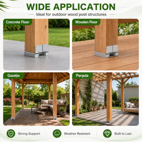 Hedday 6x6 Post Base for Concrete Heavy Duty Galvanized Post Anchor Base - style: With Accessories