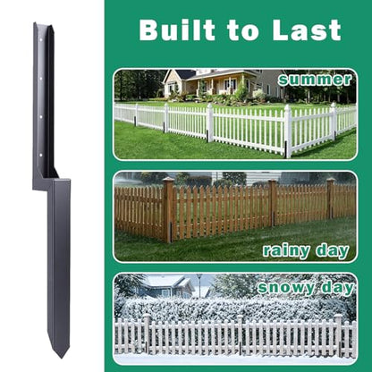 Fence Post Repair Kit, Includes Heavy Duty Fence Posts Repair Stakes, Steel Ground Spikes for Repairing Broken or Tilted Wooden Posts in Yards Farms (4)
